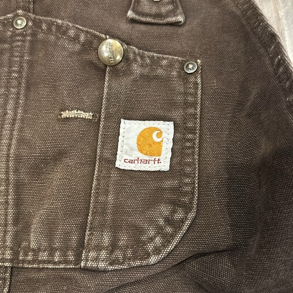 [SOLD] vintage carhartt WR0006 dark brown canvas double knee overalls worn - Picture 4 of 5